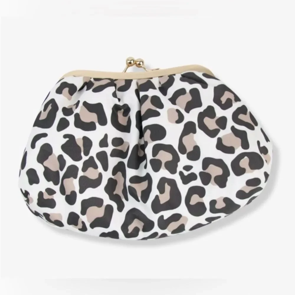 The Vintage Cosmetic Company Kiss Lock Leopard Print Cosmetic Bag